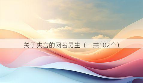 关于失言的网名男生（一共102个）
